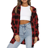 2025 Women's Top Autumn And Winter New Collar Long Sleeves Loose Casual Plaid Shirt HZ0108