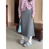 Knitted Half-Dress Women 2025 Winter New Plus Velvet High-Waist A Word Thin Straight Skirt One-Step Bag Of Hips Long Skirt HZ0108