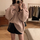 Round Collar 2025 New Soft-Mascued Knitting Coat On The Head Of The Lazy Wind Korean Version Of The Loose Sweater Coat Women's Large Autumn And Winter HZ0108