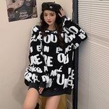 New Autumn And Winter Sweet Fresh Wind Letter Embroidery Velvet Tuxedo Korean Version Of Loose Round-Neck Sweater Knitted Shirt HZ0108