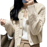 High-End Soft-Dense Cardigan Sweater Women 2025 Autumn And Winter New Retro Loose Jasmine Short Coat Top HZ0108