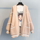 2025 Autumn And Winter Women's Version Of Loose Letter Thick Thick Knitted Cardigan In The Long Sweater Autumn Winter Coat Woman HZ0108