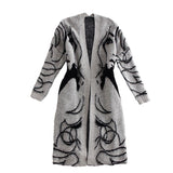 Autumn And Winter Fashion New Long Knitted Cardigan Bat Sleeve Women's Loose Print Sweater Coat HZ0108