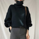 Lazy Wind Turtleneck Sweater Women's Autumn And Winter New Korean Version Of The Retro Loose-Set Long-Sleeved Knitted Shirt Top HZ0108