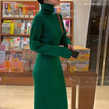 The Long-Necked Sweater Dress With A Long Coat Over The Knee Temperament Small Fragrant Style In The Bottom Of The Knitted Dress Women's Autumn And Winter HZ0108