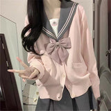 JK Uniforms Fall College Outside The Wind Loose Solid Sweater Knitted Cardigan Thin Coat Women's Top HZ0108