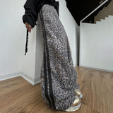 Loose Leopard-Print Trousers Women's Autumn And Winter Design Retro Print Striped Trousers HZ0108
