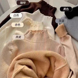 Half-High Collar One-Piece Velvet Bottom Shirt For Women With Autumn And Winter New Plus-Thick Sweater Knitted Cotton Jersey HZ0108