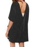 2025 New Lady Loose Pocket Back V-Neck Short-Sleeved Jumpsuit HZ0108